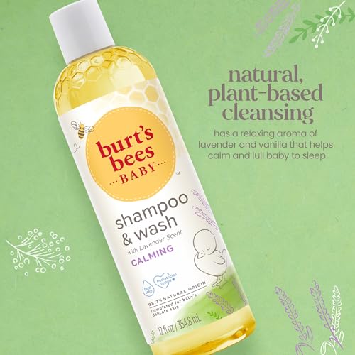 Burt's Bees Baby Shampoo and Body Wash with Lavender, Calming Tear Free Baby Soap, 98% Natural Origin, 12 Fl Oz (Pack of 3)