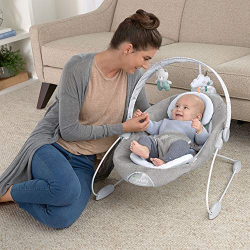 Ingenuity SmartBounce Automatic Baby Bouncer Seat with White Noise, Music, Toy Bar & 2 Plush Infant Toys, 0-6 Months Up to 20 lbs (Pemberton)