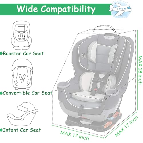YOREPEK Car Seat Travel Bag, Padded Car Seats Backpack for Air Travel, Heavy Duty Carseat Travel Bag for Airplane, Airport Gate Check Bag (Green)