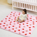 Viviland Baby Play Mats for Floor, Thicken Playmate for Baby and Toddlers, 50" x 50" Playpen Mat, Non-Slip & Machine Washable - Pink Strawberry