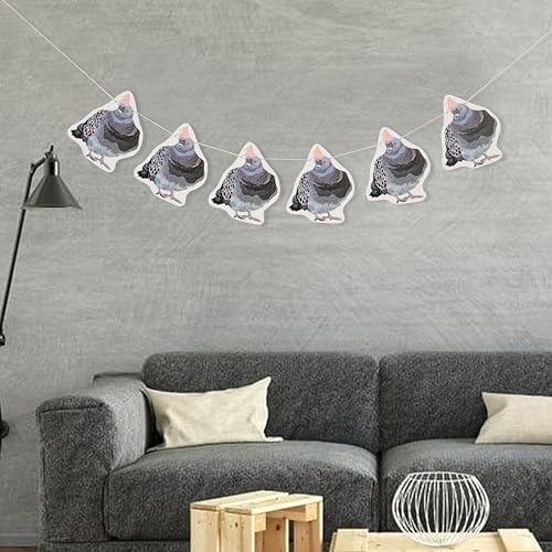 Pigeon Party Banner - Woodland Birthday Party Decorations, Woodland Animals Baby Shower Supplies, Pigeon Theme Garland Cake Smash Photo Props, Funny Pigeon Banner for Baby