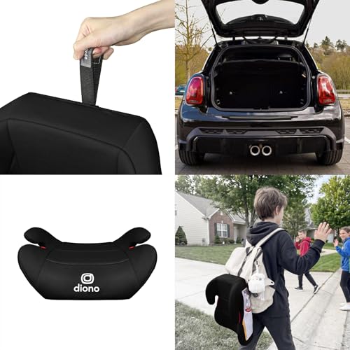 Diono Solana Lite Backless Booster Car Seat, Lightweight & Portable for Travel, Machine Washable Covers, 40-100 lbs, Black Storm