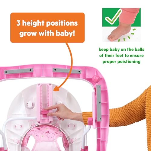 Bright Starts JuneBerry Walk-A-Bout Baby Walker and Entertainer, with Easy Fold Frame for Storage, Ages 6 Months +