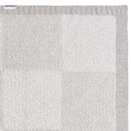 Gerber Unisex Baby Cozy Soft Silky Mink Checkerboard Grid Blanket, Tan Check, One Size