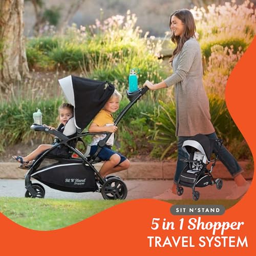 Baby Trend Sit N’ Stand 5-in-1 Shopper Travel System, Moondust