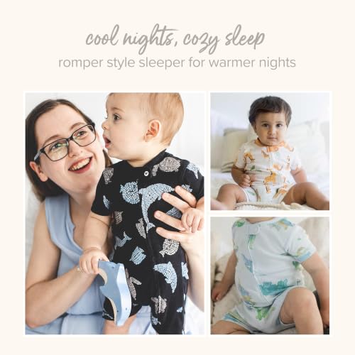 Burt's Bees Baby Short Sleeve Pajamas, Unisex One-Piece Sleeper Romper