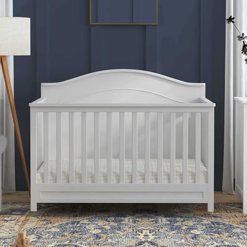 Davinci Charlie 4-in-1 Convertible Crib - GREENGUARD Gold Certified - Converts from Baby Crib to Toddler Bed, Daybed, and Full-Size Bed Effortlessly - 4 Adjustable Heights - Wooden White Baby Bed