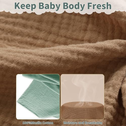 Muslin Swaddle Blankets for Newborn, 2 Pack Breathable Soft Receiving Blanket, Large 41 x 41 inches Swaddle Wrap Burping Clothes, Essentials Infant Shower Items. (Beige & Coffee)