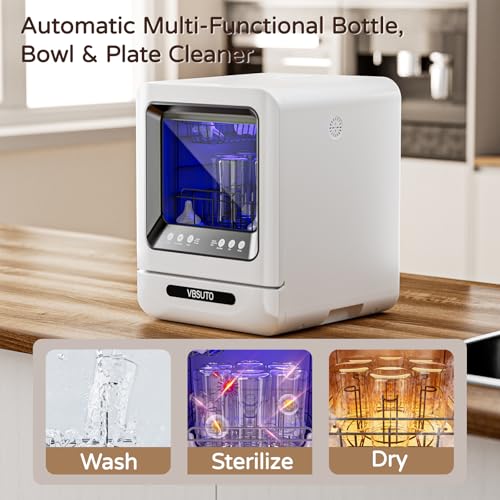 VBSUTO Baby Bottle Washer Pro,All-in-One Bottle Washer and Sterilizer and Dryer,Cleans 6 Baby Bottles Simultaneously,Baby Bottle Washer for Bottles, Pump Parts & Baby Essentials