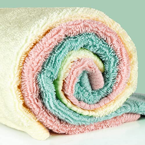 Chiicol Washcloths for Body and Face - Absorbent Bath Towels Bulk Set, 100% Cotton Hotel Towels for Bathroom . Durable,Soft Wash Rag (Multicolor, Pack of 12)