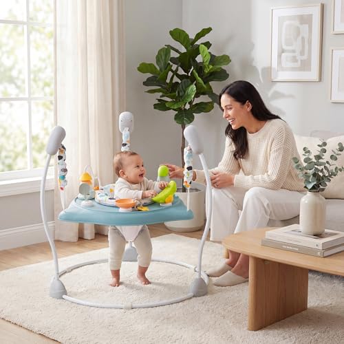 HONEY JOY Baby Bouncer Activity Center, Infant Jumper and Table w/ 360° Rotary Seat, 3 Adjustable Heights, Music, Sounds & Developmental Toys, Activity Center for Babies(Light Blue)