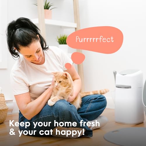 Litter Genie Style Pail Cat Litter Box Waste Disposal System for Odor Control Includes 1 Square Refill Bag
