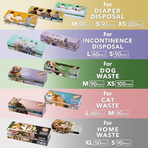 BOS Odor-Sealing Dirty Diaper Disposable Trash Bags - Scent & Smell Free - 90 Count Small