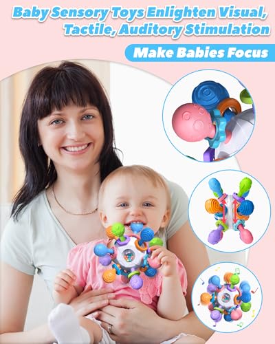 Baby Teething Toys for 0-6 6-12 Months Ages 0-2, Tummy Time Montessori Toys for Babies 0 3 6 9 12 18 Months, Newborn Infant Sensory Toys, Baby Gifts for Boys Girls