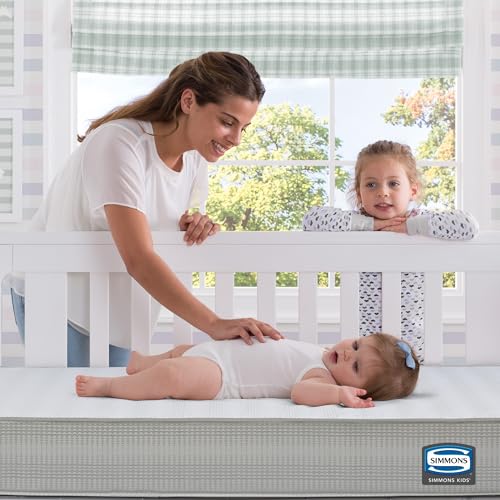 Beautyrest Silver Slumber Nights Dual Sided 2-Stage Crib Mattress and Toddler Mattress - GREENGUARD Gold – Waterproof - Plant Based Soy Foam Core, Grey