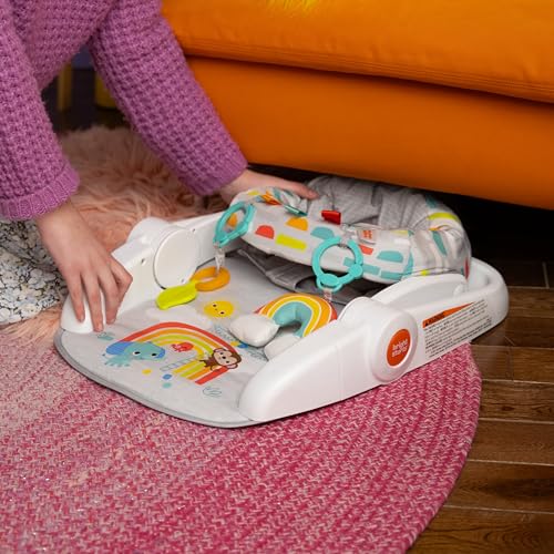 Bright Starts Learn-to-Sit Baby Floor Seat, 2-Positions Grow with Infant, Portable Baby Chair, Includes Sensory Toys, Unisex, 4-12 Months, Playful Paradise