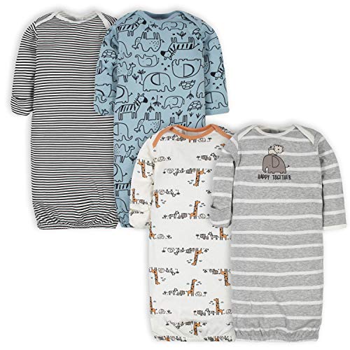 GerberBaby Boys4-Pack Sleeper GownJungle Blue0-6 Months
