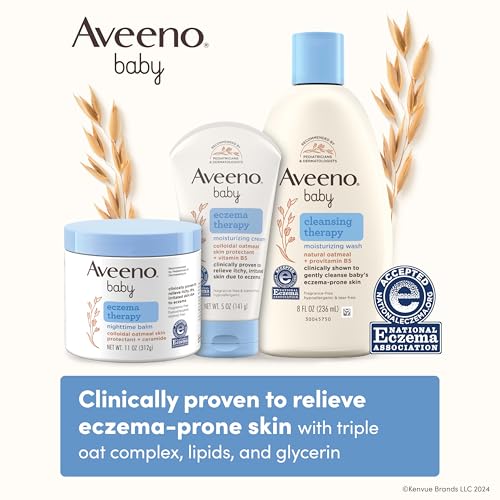 Aveeno Baby Eczema Therapy Moisturizing Cream, Natural Colloidal Oatmeal & Vitamin B5, Baby Cream for Dry, Itchy, Irritated Skin Due to Eczema, Paraben- & Steroid-Free, 12 fl. oz