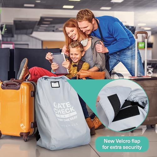 Bramble Infant Car Seat Travel Bag for Airplane - Waterproof Car Seat Cover for Airplane Travel 34" - Booster Seat Travel Bag Carseat Carrier for Airport - Grey