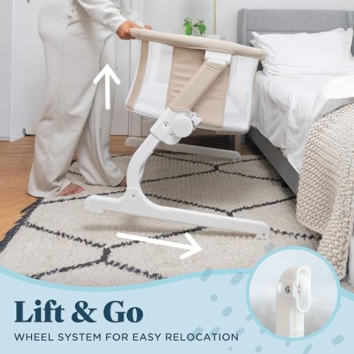 Baby Delight Beside Me Dreamer Bassinet | Bedside Sleeper & Baby Bassinet | 6-Position Height Adjustment | Organic Oat