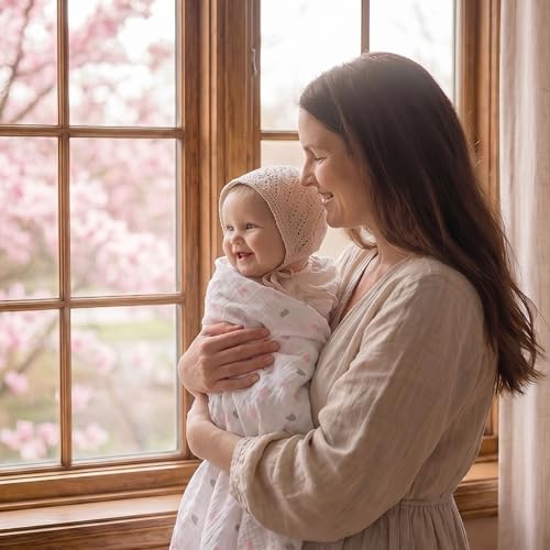 GLLQUEN BABY Receiving Blanket Boy Cotton Muslin Swaddle Blankets Girl Newborn Squares Breathable & Soft Thin Baby Blankets Cloths Double Absorbent Infant Swaddling Wrap - 6 Pack (Rosebud)