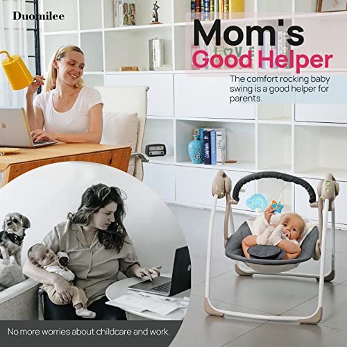 DUOMILEE Baby Electric Swing,Soothing Portable Swing with Intelligent Music Vibration Box,Comfort Swing for Infant Load Resistance: 6-25 lb, Applicable Object: 0-9 Months for Infants.