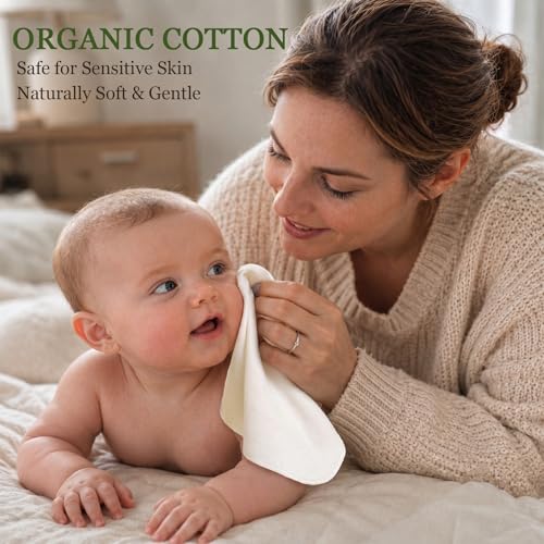 Lion bear 10 Pack Reusable Colored Organics Baby Washcloths, Soft Absorbent Organic Cotton Washable Saliva Towel Face Wipes,Face Towel, Natural Baby Wipes for Sensitive Skin (Multicolor)