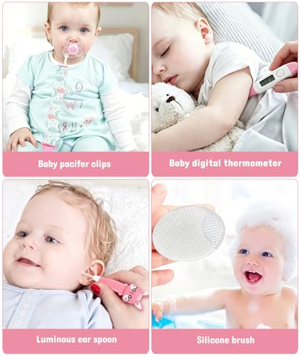 Baby Healthcare and Grooming Kit, Safety Newborn Nursery Baby Care Kit, with Hair Brush Comb, Nail Clipper, Thermometer, Pacifier Clip, Baby Registry Search, Baby Girl Boy Newborn Essentials