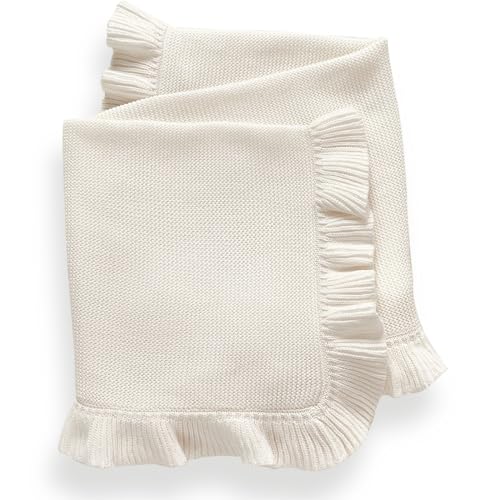 YCHWFF Knit Baby Blanket 40x30 for Boy & Girl Soft Swaddle Blanket (White)