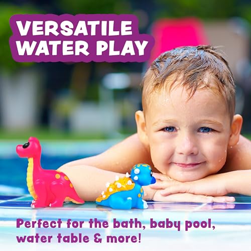 Tub Works® Dinosaur Mold Free Bath Toys, 6 Pack | Sealed, No Hole Bath Toys Design Keeps Moisture Out | Soft, Squeezable & Float on Water | Easy-Grip Baby & Toddler Bath Toy Set | Great Baby Pool Toys