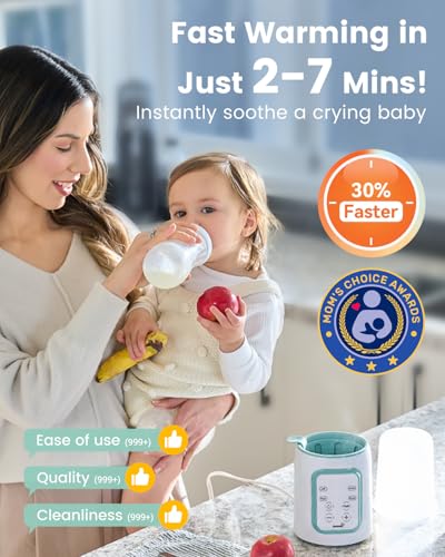 Grownsy Baby Bottle Warmer, 8-in-1 Fast Baby Milk Warmer with Timer for Breastmilk or Formula, Accurate Temperature Control, 24H Keep, Food Heater&Defrost BPA-Free Bottle Warmer for All Bottles- Green