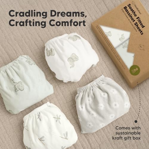 2-pk Organic Baby Bassinet Sheets Boys, Girls, Bassinet Fitted Sheet (Elly)