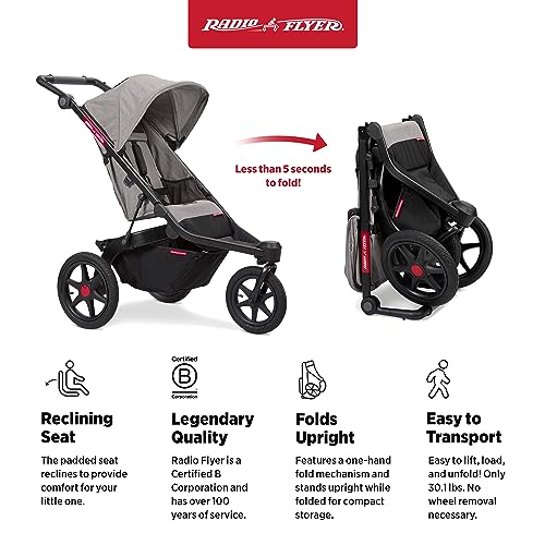 Jogging Stroller Radio Flyer Momentum Jogging Baby Stroller, Baby Essentials for Newborn, Toddler Travel, for Ages 6 Months - 5 Years