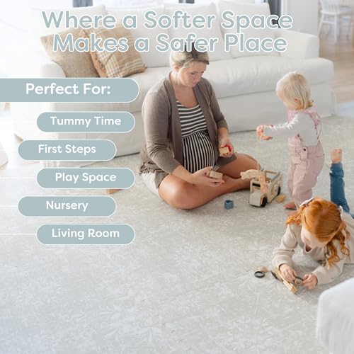 Little Landings Baby Play Mat for Floor - Eden (6x6ft) - Premium EVA Foam Play Mat for Babies & Toddlers (Ages 0-5+) - Non-Toxic Playmat for Tummy Time, Crawling & Playroom - Stylish & Comfortable