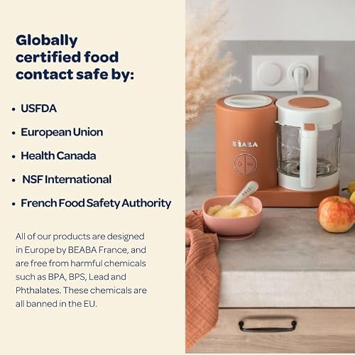 BEABA Babycook NEO Baby Food Maker, Borosilicate Glass & Stainless Steel, 42 oz. Capacity for Multi-Stage Use, Inventor & Global Leader of Baby Food Processors, Trusted for over 35 years, Cloud