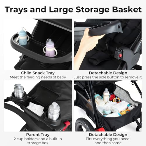 INFANS Jogging Stroller, Foldable Jogger with Air-Filled Tires Shock Absorbing Suspension Adjustable Backrest, Baby Running Strollers