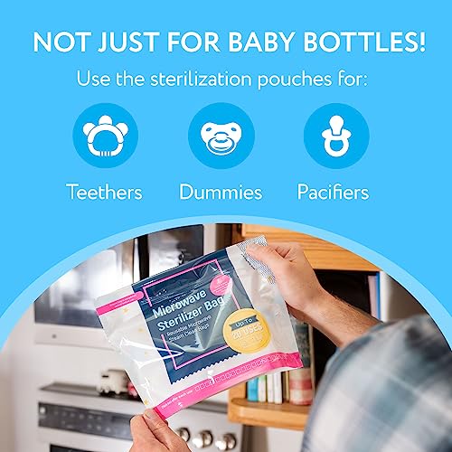 Impresa Microwave Baby Bottle Steam Bags - Reusable Up to 20 Uses & Baby Travel Essential - Multipurpose Steam Bag for Breast Pump Parts & Bottle Cleaning in Microwave - Pack of 1, 15 Count