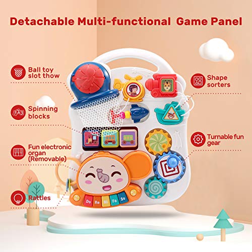 CUTE STONE Sit to Stand Learning Walker, 2 in 1 Baby Push Walker, Early Educational Child Activity Center, Multifunctional Removable Play Panel, Baby Music Learning Toy Gift for Infant Boys Girls