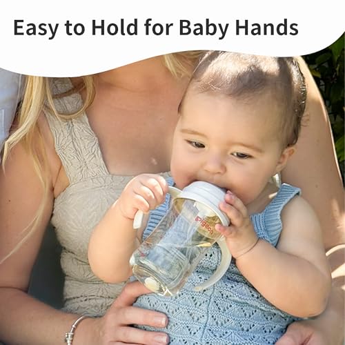 PIGEON Baby Bottle Handles PPSU Bottles 8.1Oz, Easy to Hold for Baby Hands, 1 Pack (Gray)