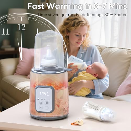 Bottle Warmer, 8-in-1 Fast Baby Bottle Warmer, Grey | for Breastmilk and Formula, Accurate Temperature Control, Automatic Shut-Off, Multifunctional for All Bottles