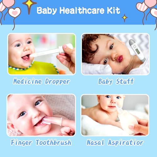 Baby Healthcare and Grooming Kit, Baby Safety Care Set, Baby Electric Nail Trimmer Set Newborn Nursery Health Care Set for Newborn Infant Toddlers Baby Boys Girls Kids (Grey White-18 Kits)