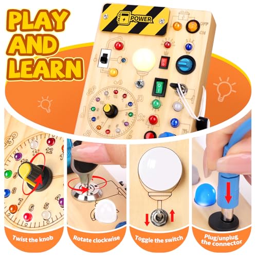 Grarain Busy Board for Toddlers - Montessori Educational Toy for 1-3 Year Old Boys & Girls | Travel-Friendly Sensory Learning Activity | Ideal for Kids with Autism(Clocks Busy Board)