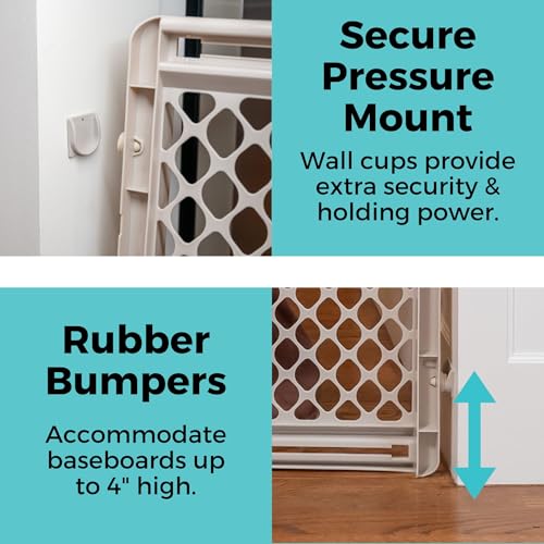 Toddleroo by North States - Supergate Ergo Baby Gate: Plastic Baby Gate for Stairs & Doorways - Adjustable Indoor Safety Gate - Made in USA - 26 to 42 Inches Wide - 26 Inches Tall - Sand