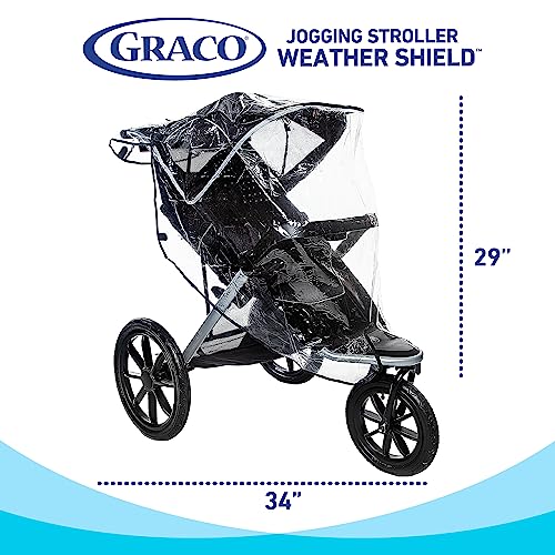 Graco Jogging Stroller Rain Cover – Waterproof Windproof Weather Shield, Universal Fit for Most Jogging Strollers, Ventilated Side Air Holes, Non-Toxic Clear Vinyl, Rain Snow Wind Dust Protection
