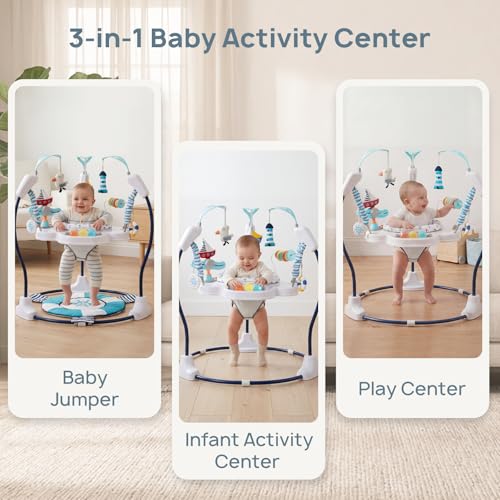 AskCat Baby Activity Center Jumper Interactive Activity Jumper Play Center with Infant Toys, 360° Rotating Seat