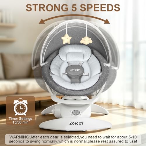 3-in-1 Baby Swing for Infants, Infant Swing with 5 Speeds & 3 Swing Modes, 12 Melodies, Electric Swing for Baby, Indoor & Outdoor Use, Up to 25 lbs, Gray