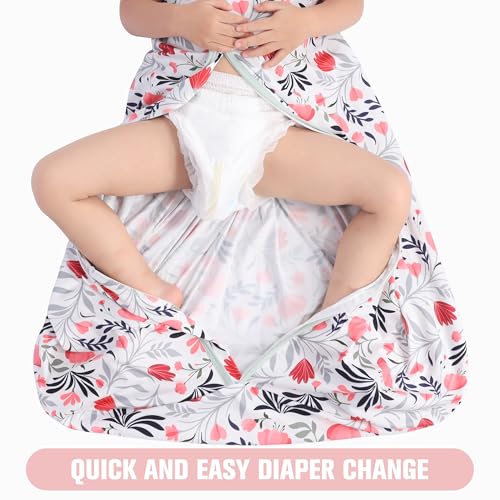GUNTAIL Baby Sleep Sack 6-12 Months 3 Pack Baby Wearable Blanket 100% Rayon Cotton 2-Way Zipper Toddler Sleeping Sack .Comfy Soft Lightweight TOG 0.3 (Banana&Flower&Pink,)