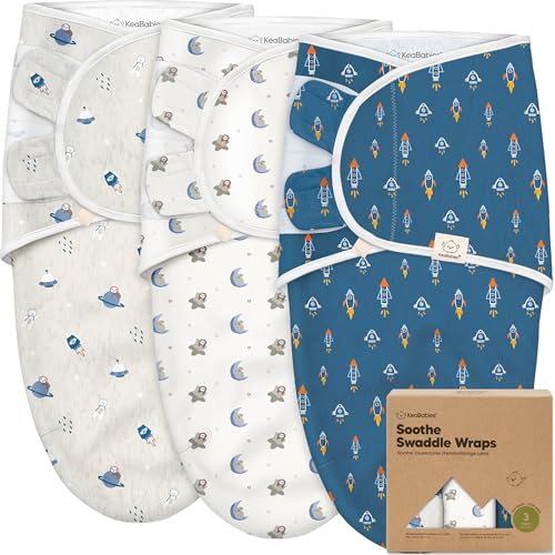 KeaBabies 3-Pack Organic Baby Swaddles for Newborns, Infant (Cosmo, 0-3M)