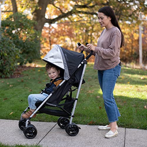 3Dlite ST Convenience Stroller, Black & Gray - Lightweight Stroller with Steel Frame, Large Seat Area, Multi-Position Recline, Large Storage Basket - Infant Stroller for Travel and More