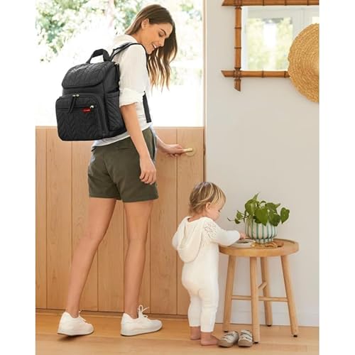 Skip Hop Diaper Bag Backpack: Forma, Multi-Function Baby Travel Bag with Changing Pad & Stroller Attachment, Jet Black